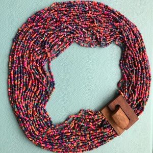 Jewel toned Artisan Multi Strand Beaded necklace